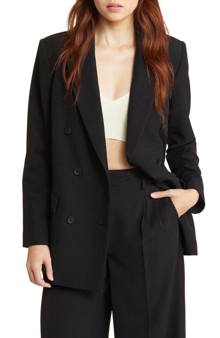 Nordstrom Oversized Black Double Breasted Blazer Size S